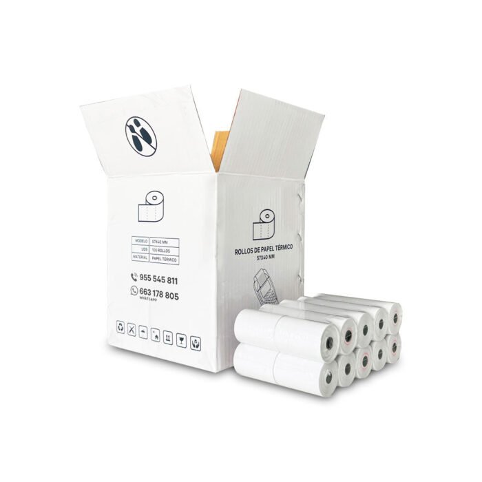 100 rollos papel térmico para datafonos 57 x 35  mm Sin Bisfenol - Imagen 6